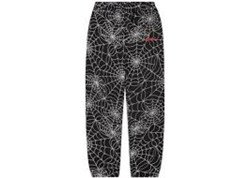 Sp5der Black Embroidered AOP Sweatpants