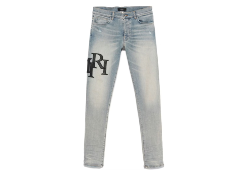Amiri staggered logo lightblue jeans