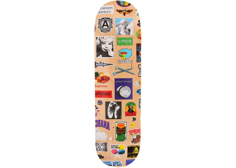 Supreme Stickers Skateboard Deck Tan