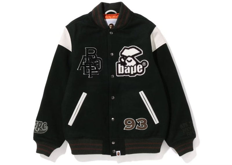 BAPE Switch Shoulder Varsity Jacket Green