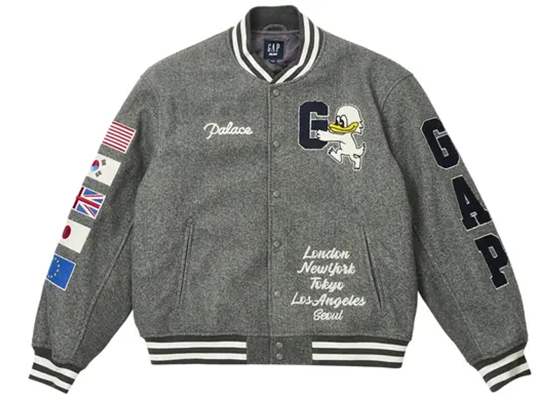 Palace x Gap Varsity Jacket Grey
