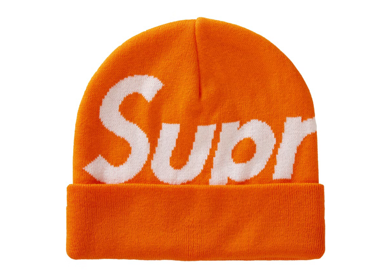 SUPREME BIG LOGO BEANIE ORANGE