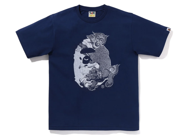 A BATHING APE 2024 Japanese Tattoo Big Ape Head Tee Navy