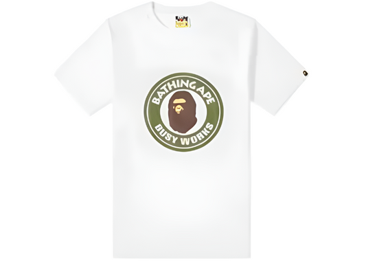 A Bathing Ape Mens Line 1st Camo Busy Works T-Shirt in White/Green