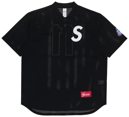 Supreme S Logo Baseball Henley Black