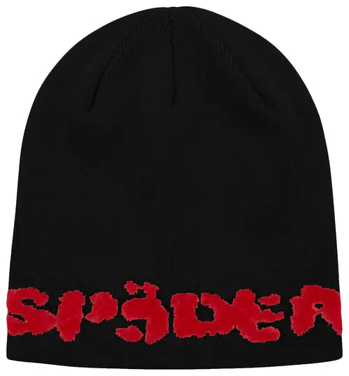 Sp5der Black Fuzzy Logo Mohair beanie