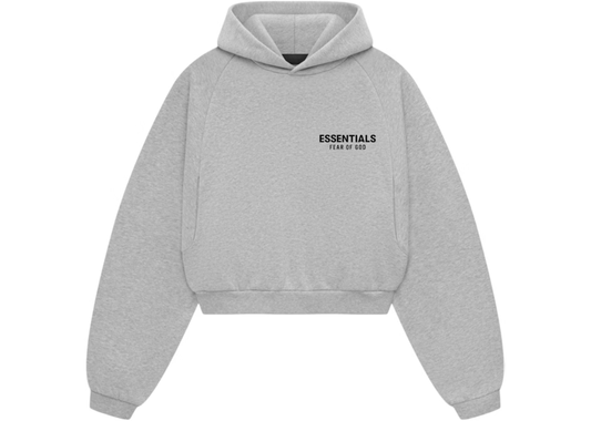 Fear of God Essentials Cropped Hoodie Light Heather Womens (FW24)