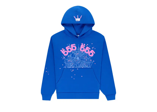 Sp5der Angel Number Hoodie Blue