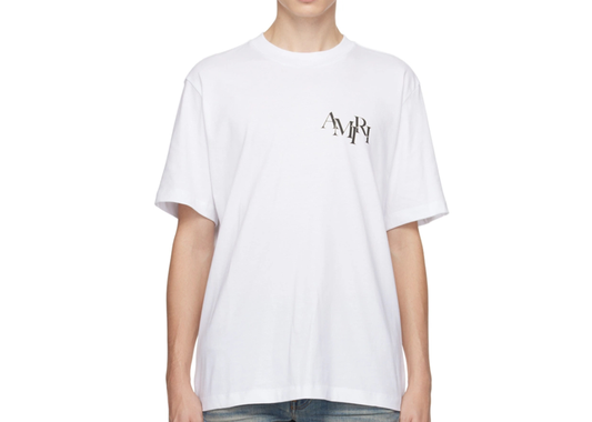 Amiri Staggered logo white tee