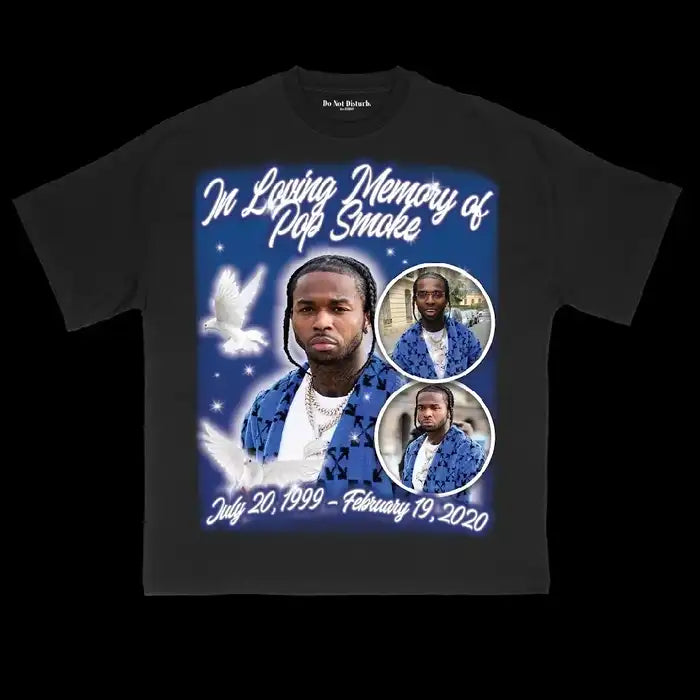 Do Not Disturb. Vintage Tee Pop Smoke In Loving Memory Airbrush Black