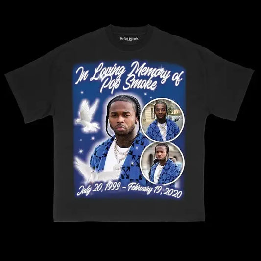 Do Not Disturb. Vintage Tee Pop Smoke In Loving Memory Airbrush Black