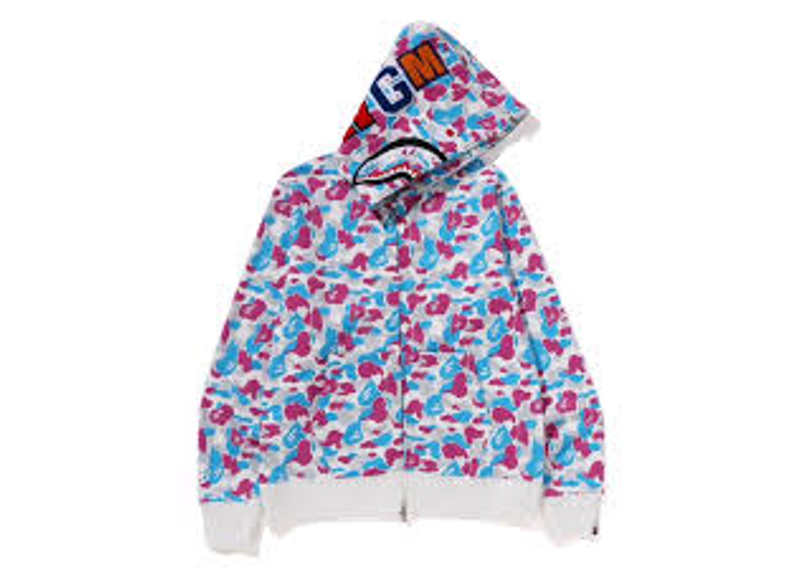 BAPE Full Zip Shark Hoodie Yokohama Store Exclusive Blue Magenta