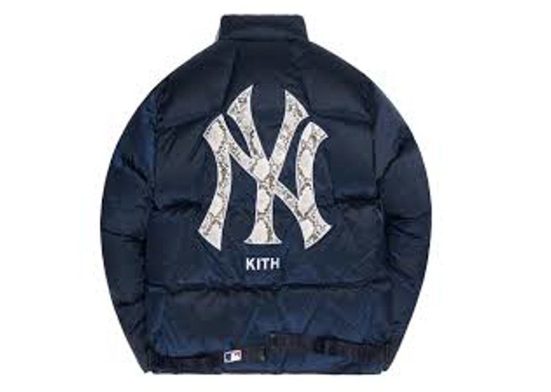 Kith Yankees Midi Puffer Jacket-Navy