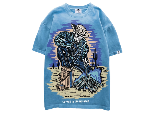 Warren Lotas Coffee in The Morning Tee Faded Carolina Blue