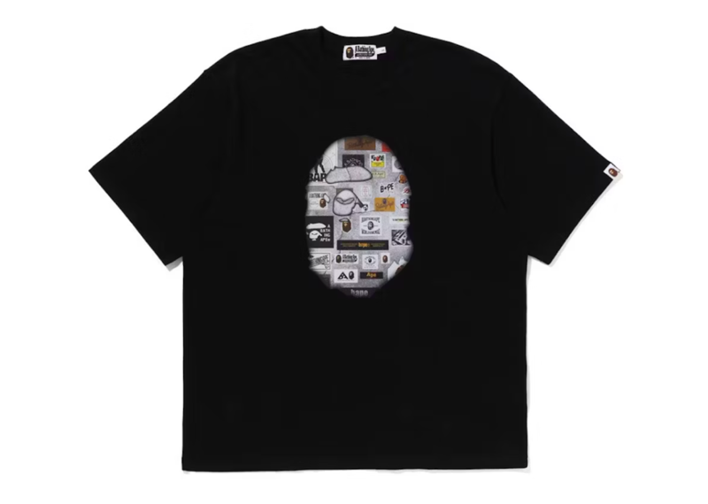 BAPE Multi Logo Big Ape Head Relaxed Fit Tee Black