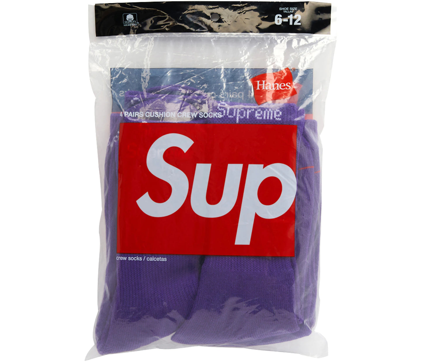 Supreme Hanes Crew Socks (4 Pack) Purple