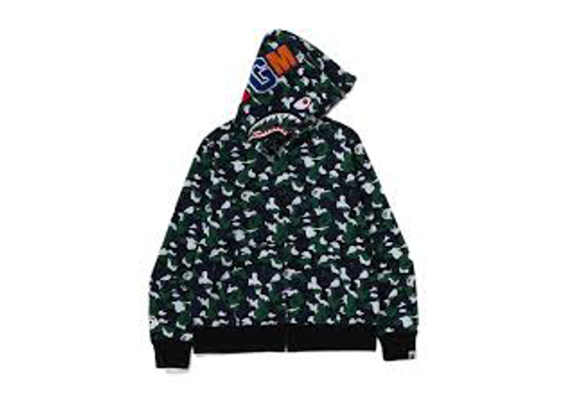 BAPE Full Zip Shark Hoodie Shinjuku Store Exclusive Green Navy