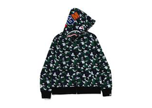 BAPE Full Zip Shark Hoodie Shinjuku Store Exclusive Green Navy
